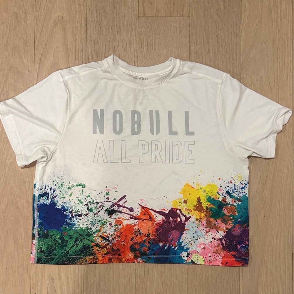 NOBULL White All Pride Graphic cropped tee unisex size large